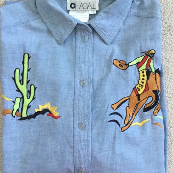 Woman’s long sleeves light jean cotton shirt size 14 - Picture 3 of 6